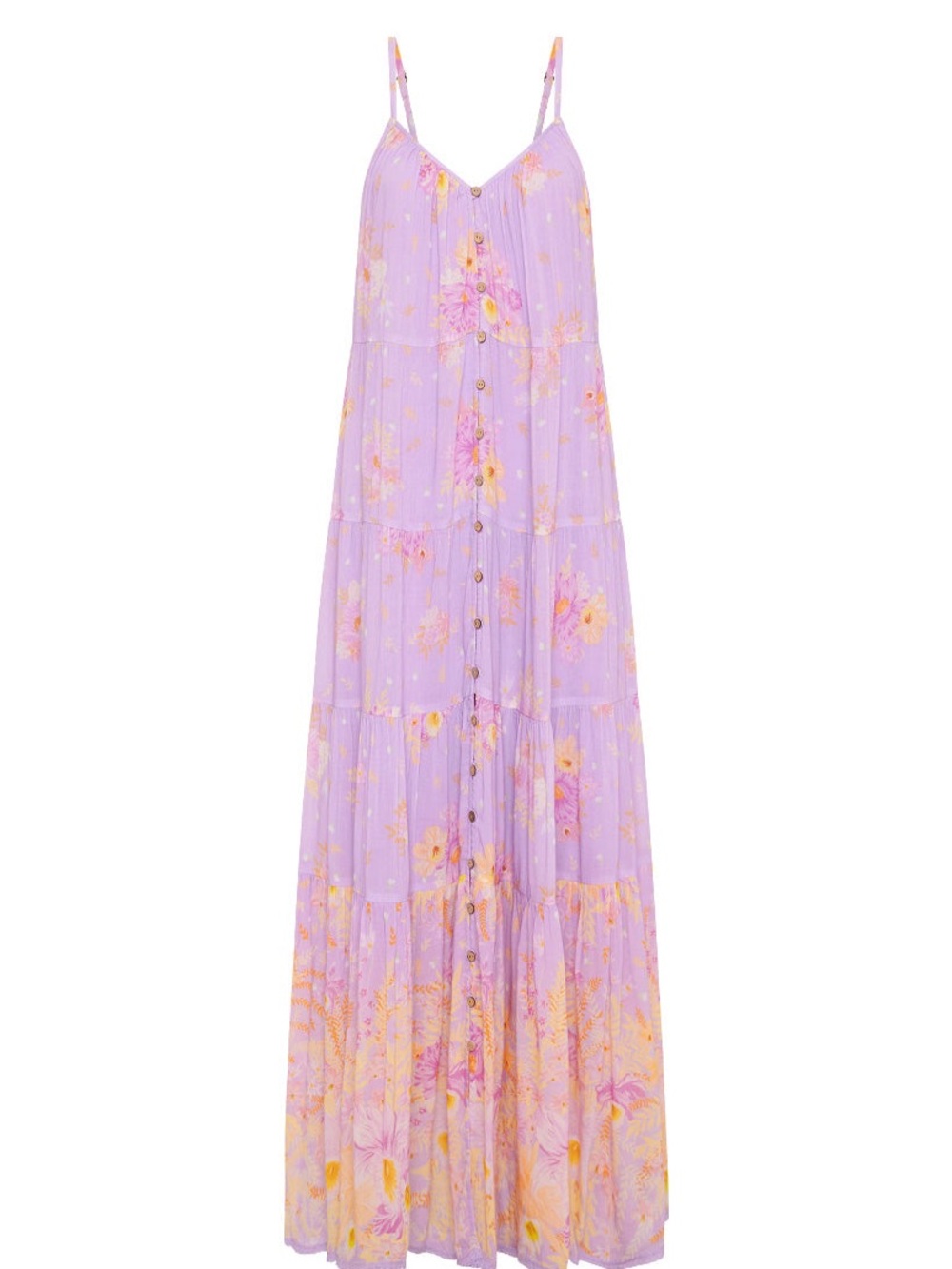 Spell Lei Lei Lavender Floral Button-Front Maxi Dress